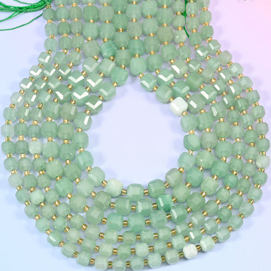 Green Aventurine Faceted Cube Beads, 6mm approximately 43 beads / 8mm approximately 38 beads
