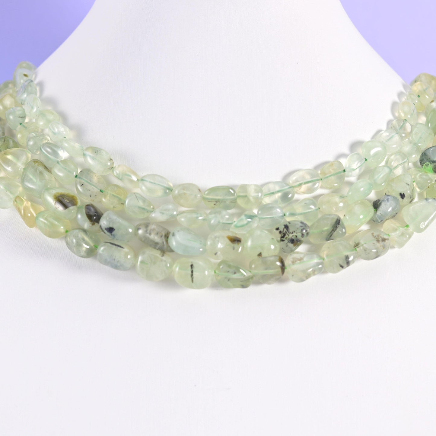 Prehnite Pebble Nugget Beads, 15.5 inch strand
