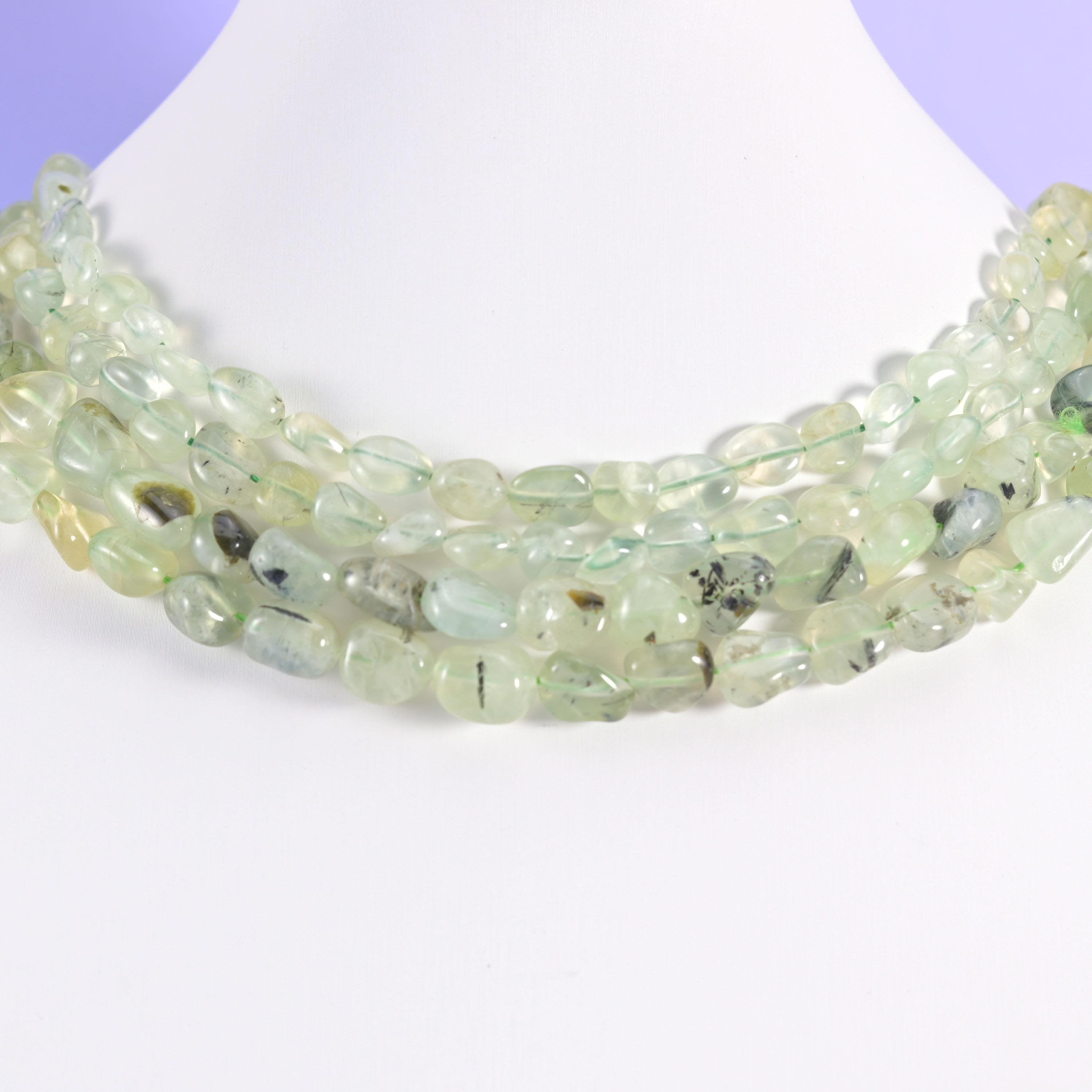 Prehnite Pebble Nugget Beads, 15.5 inch strand