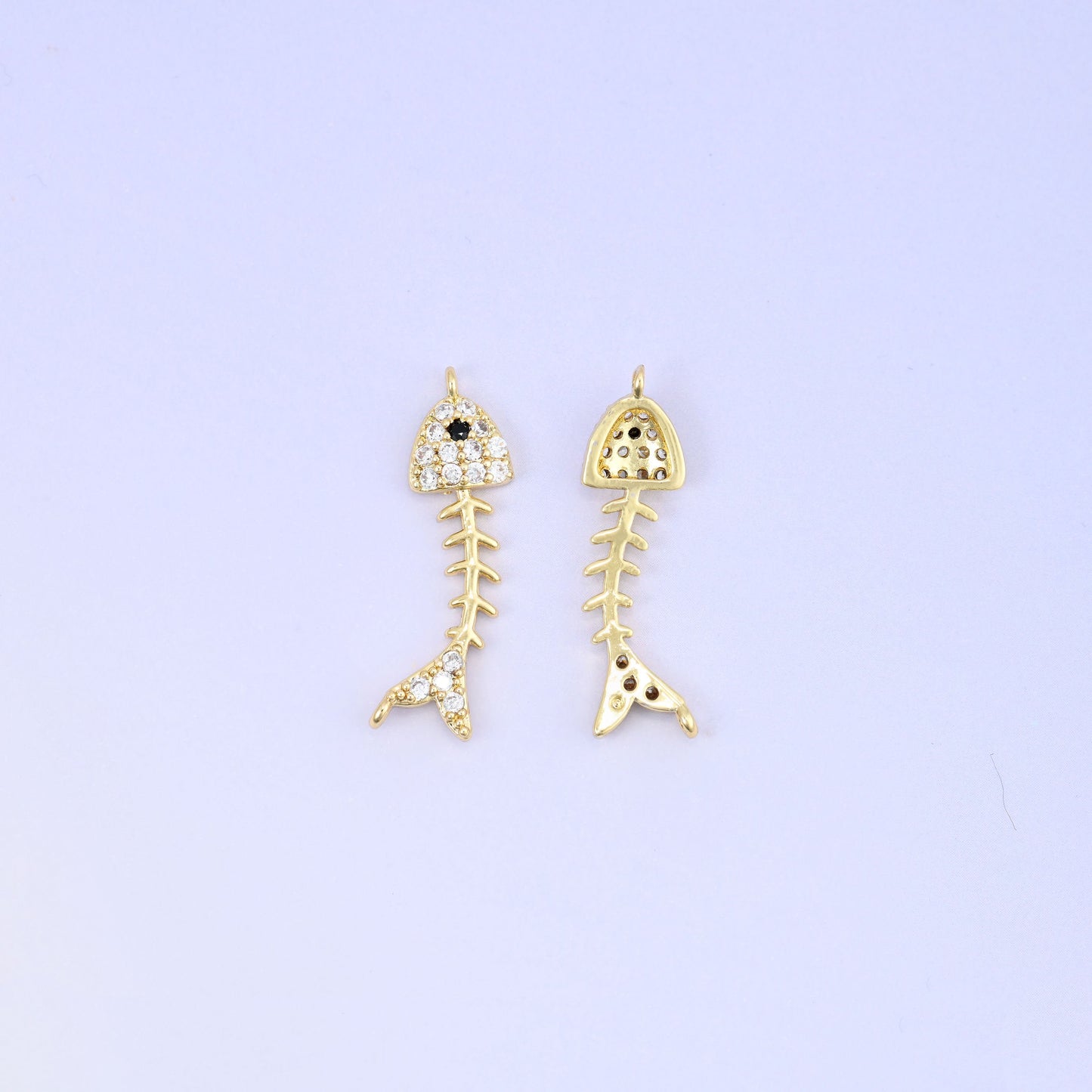 Fishbone Charm Pendant, approximately 24.25mm x 6.59mm