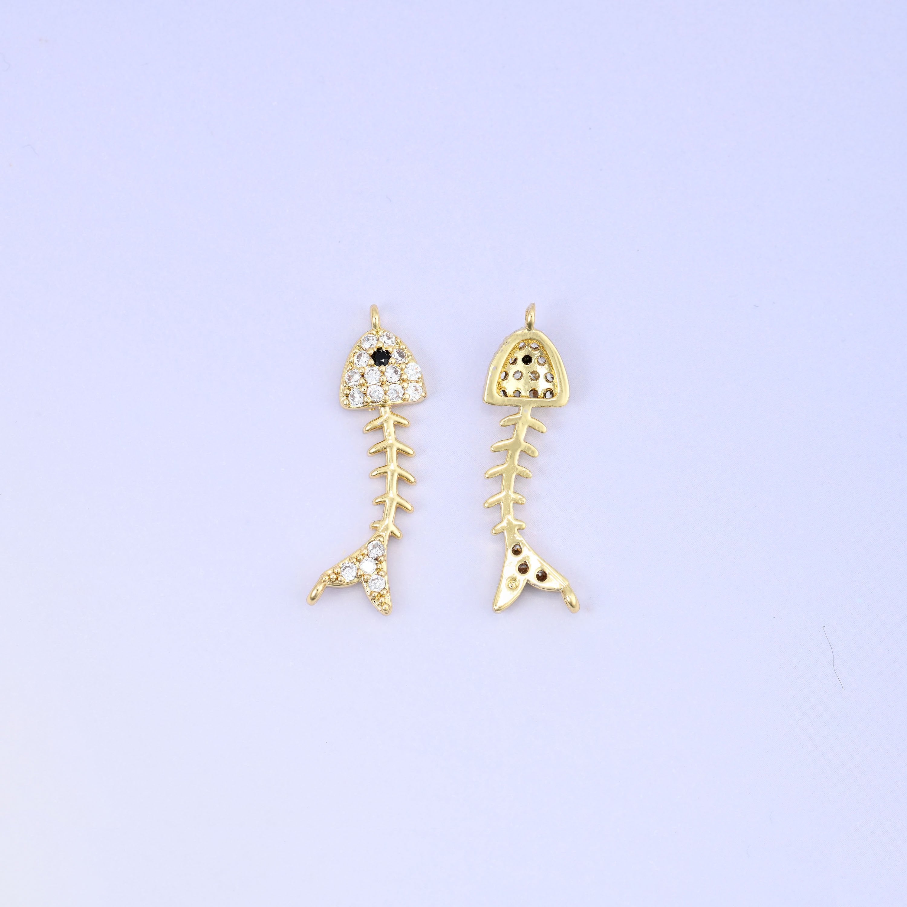 Fishbone Charm Pendant, approximately 24.25mm x 6.59mm