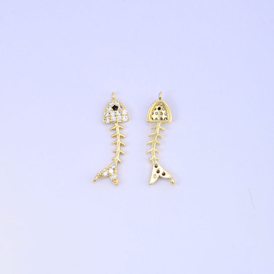 Fishbone Charm Pendant, approximately 24.25mm x 6.59mm