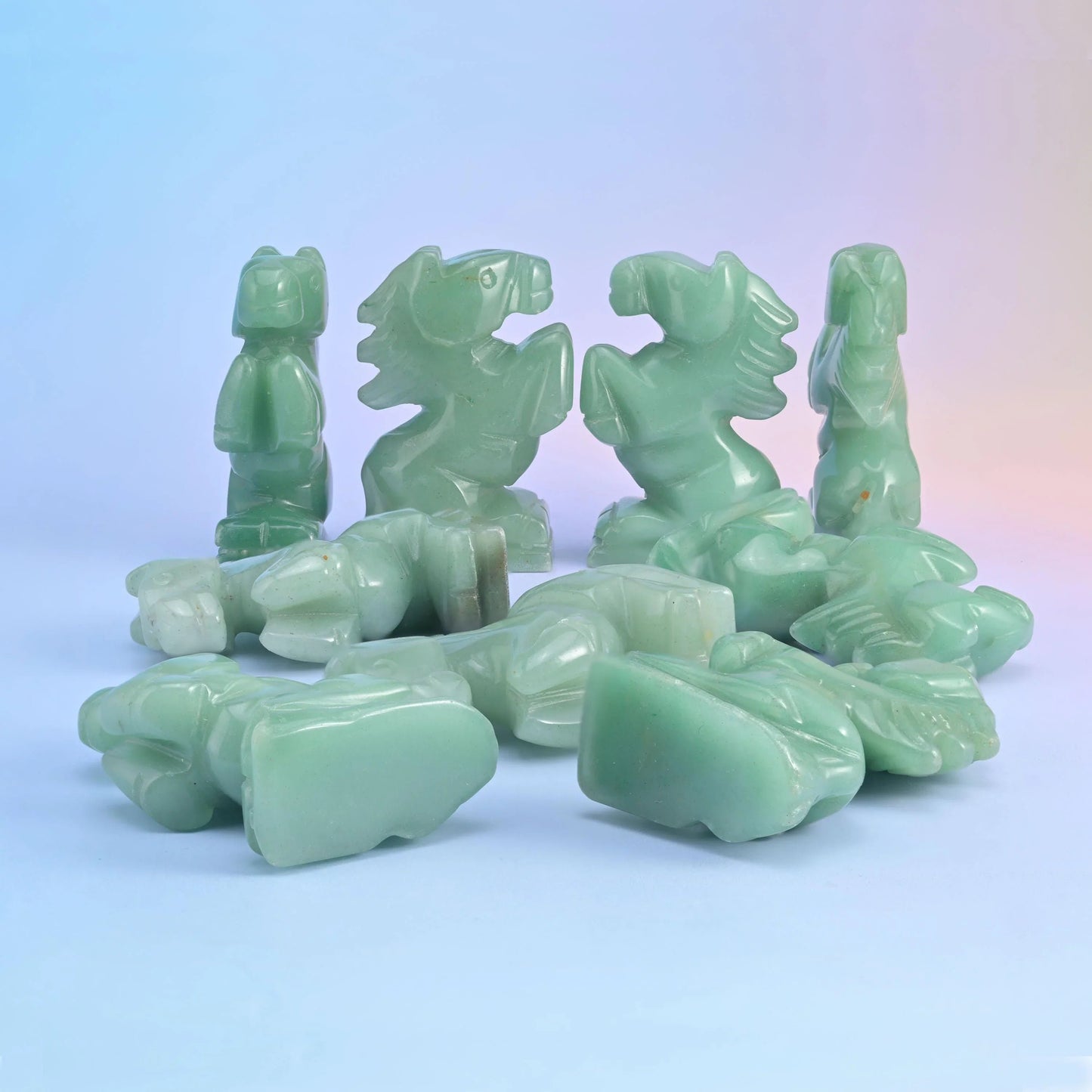 2 inch stone horse display carving; natural stone, so banding and colour vary from piece to piece