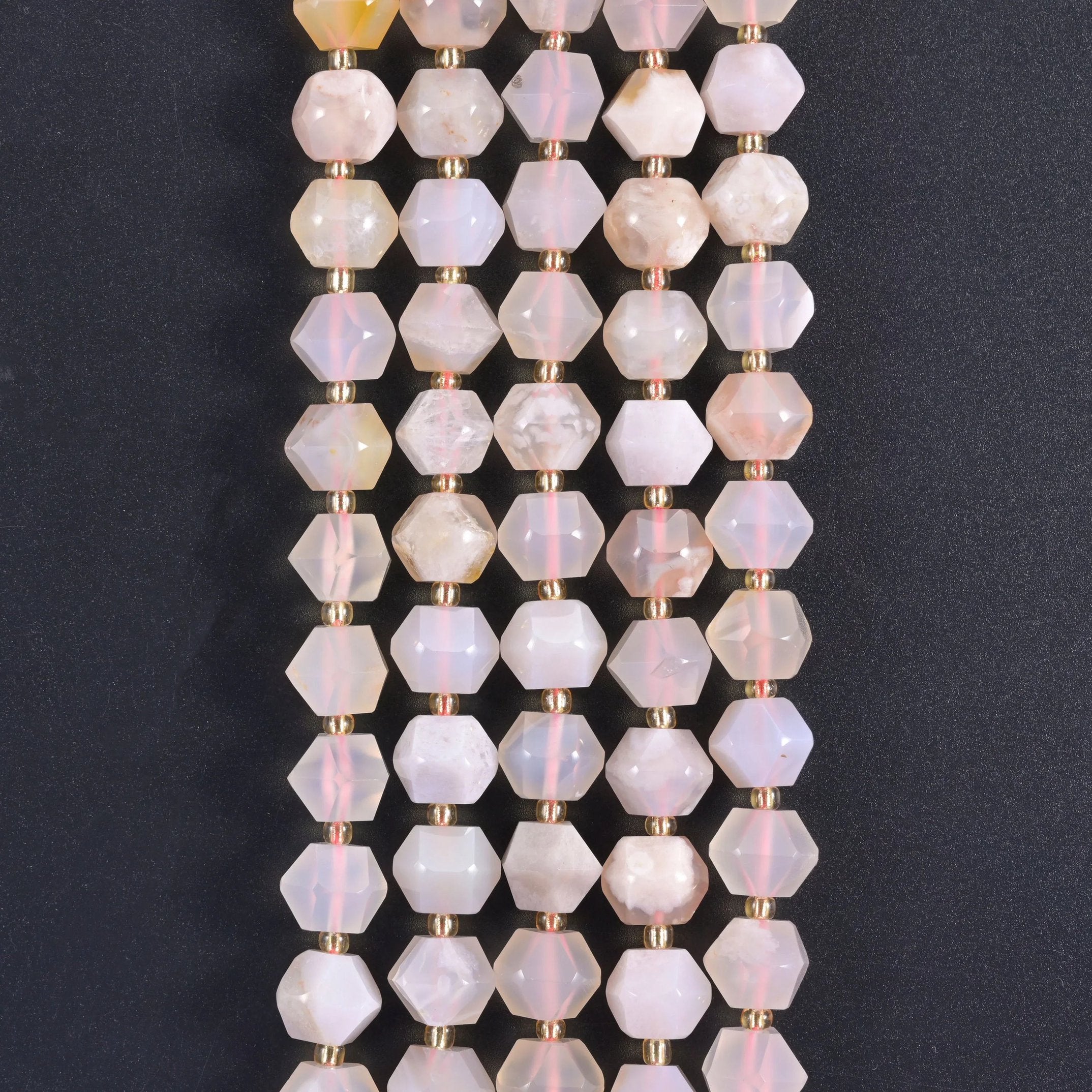 Faceted Diamond Cut Gemstone Beads, natural stone in eight colourways.