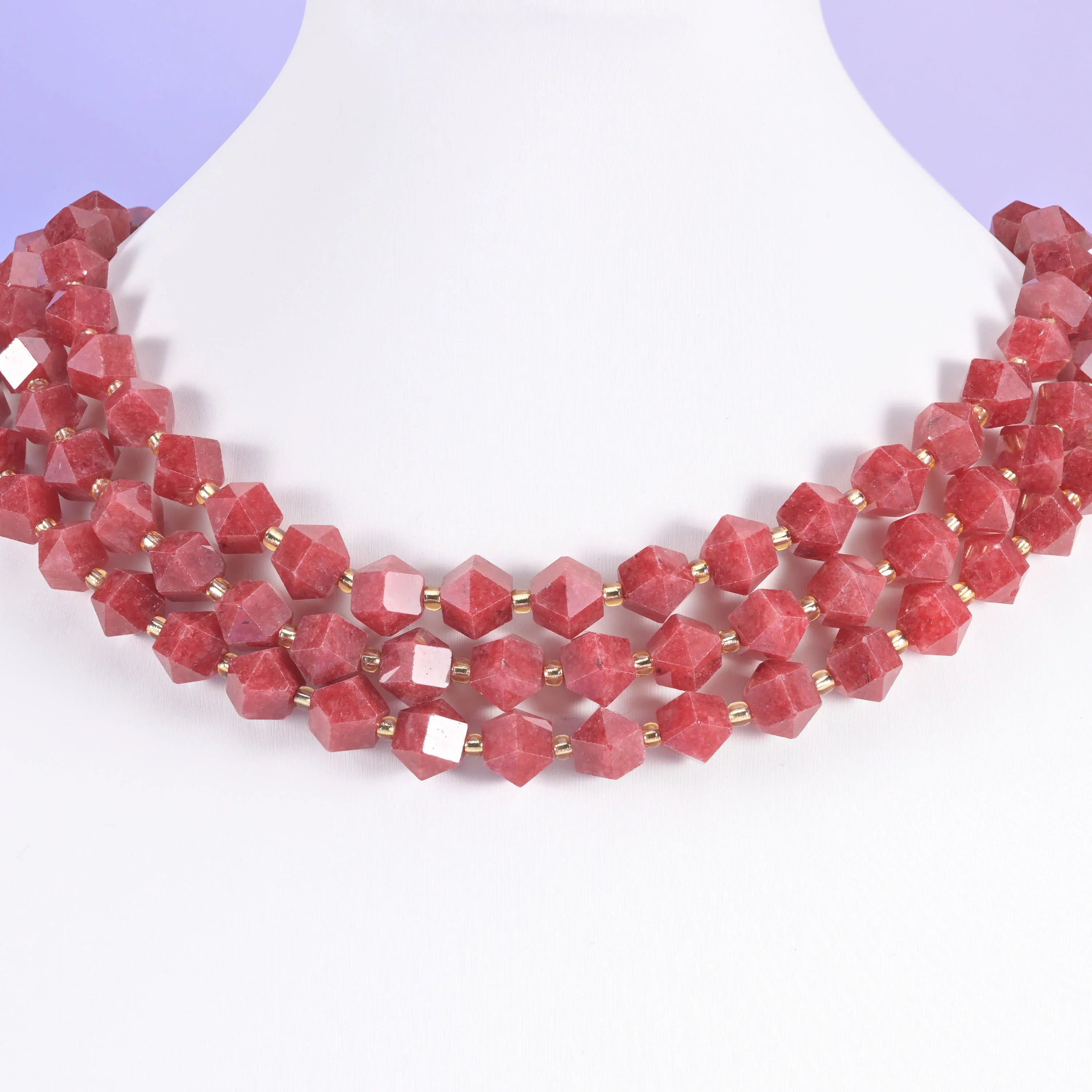 Faceted rhombus gemstone beads, pick a single colour for a focal strand.