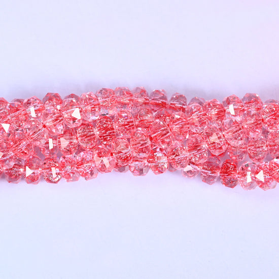 Transparent Red Faceted Rondelle Glass Beads: Size 5x8mm, Jewelry Making Supply