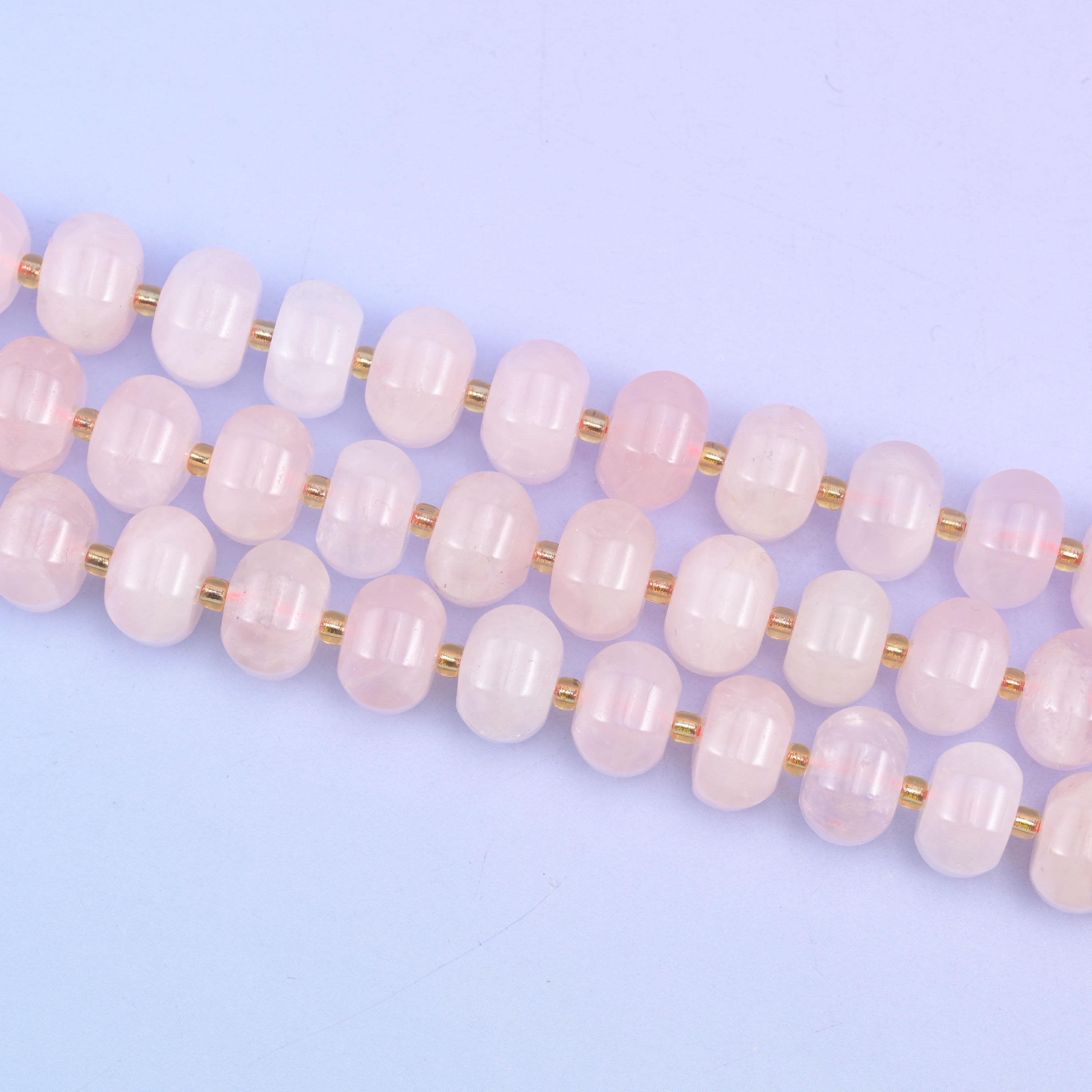 Rose Quartz Pumpkin Rondelle Beads, 15 inch strand