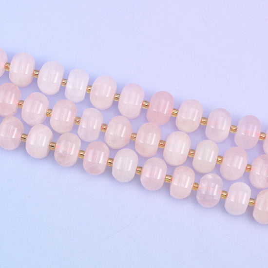 Rose Quartz Pumpkin Rondelle Beads, 15 inch strand