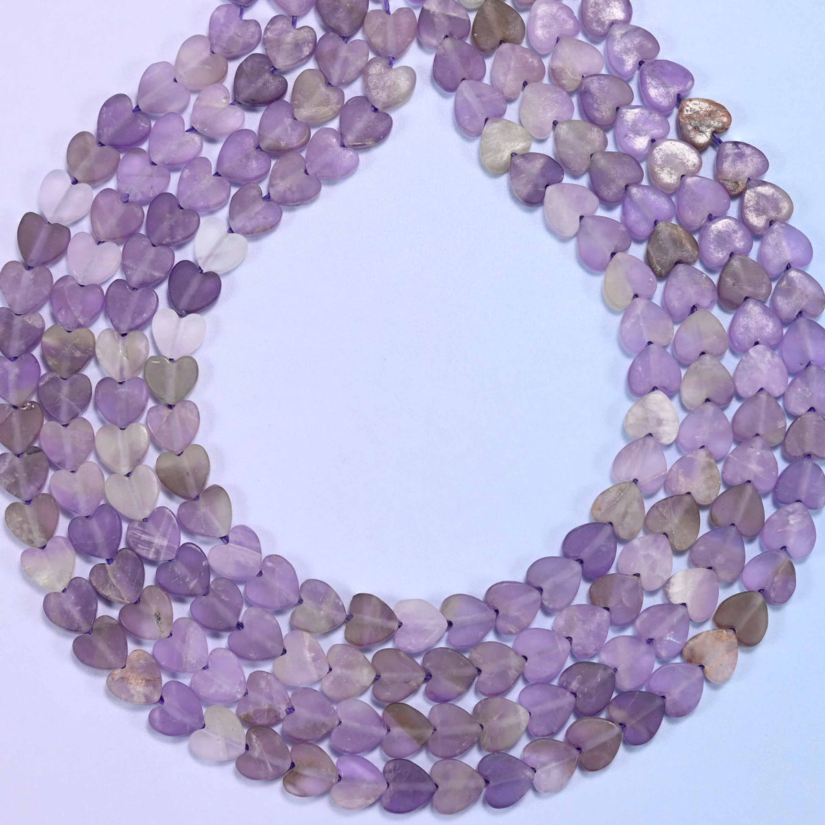 Matte amethyst flat heart beads, hole 0.8mm