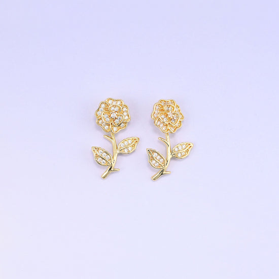 Gold Rose Zircon Charms: 18K Gold Plated Pendants, Jewelry Making Supply