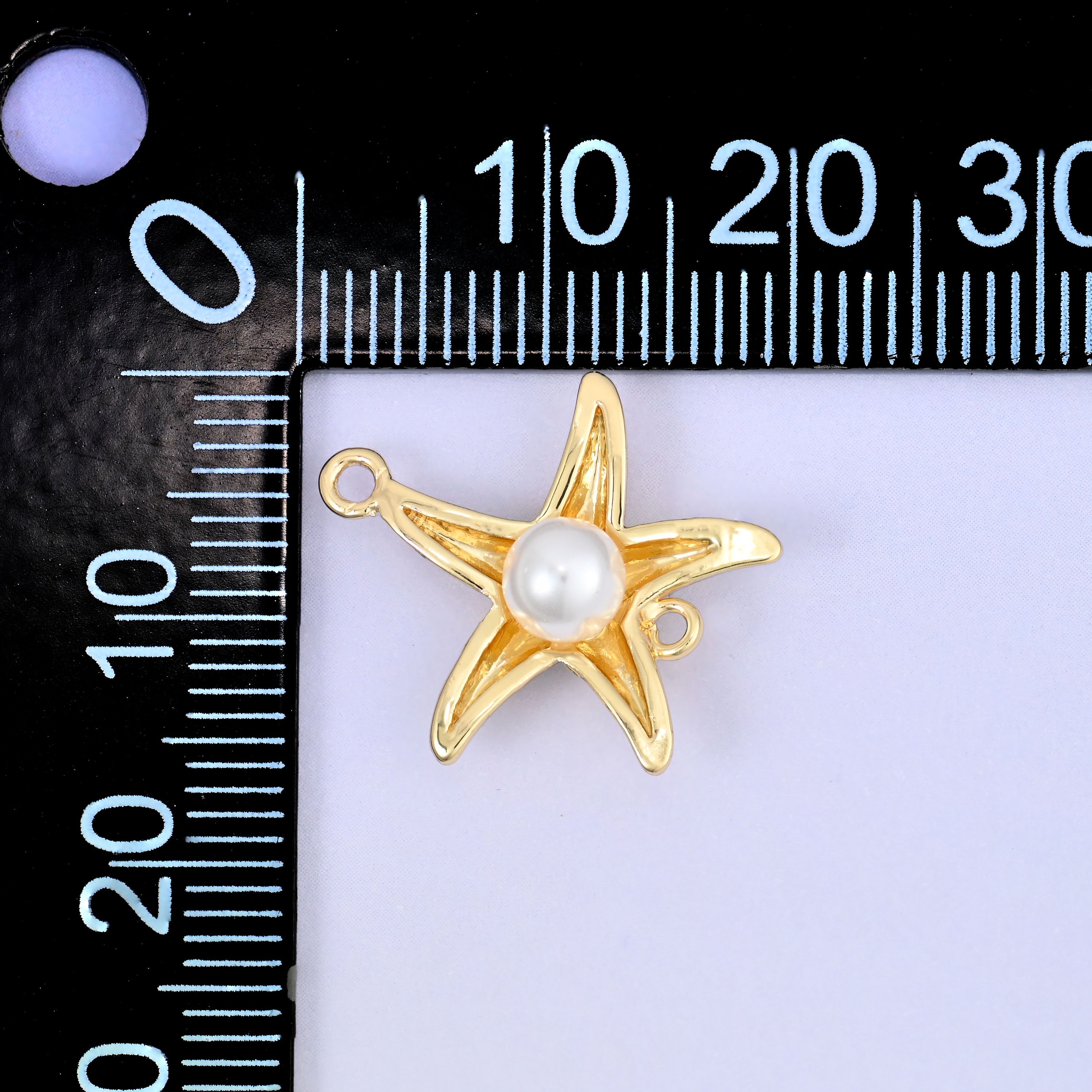 Sea Star Pearl Double Connector Pendants: 18K Gold Plated, Jewelry Making Supply