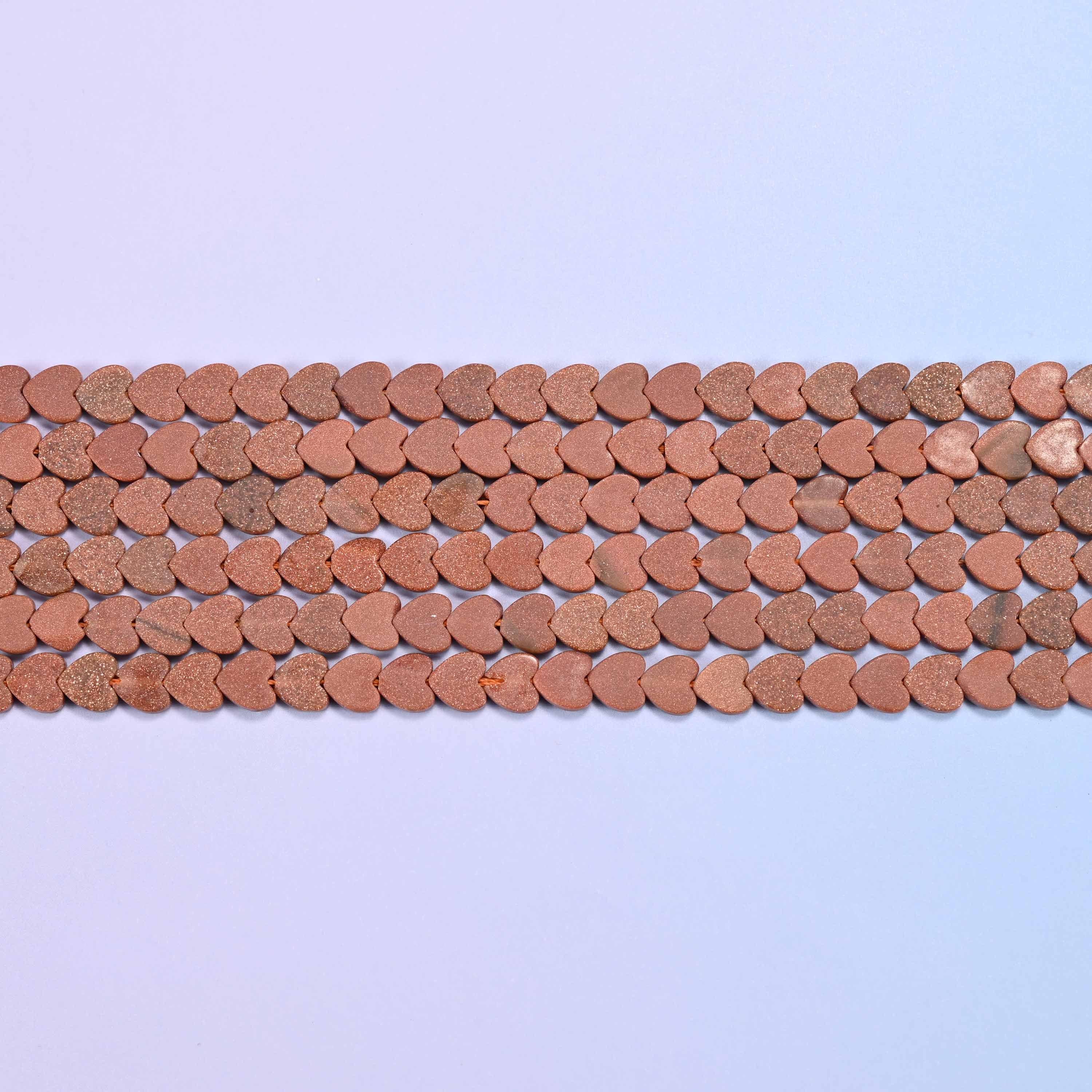 Matte Gold Sandstone Flat Heart Beads: Size 6mm, Jewelry Making, 15 Inch Strand