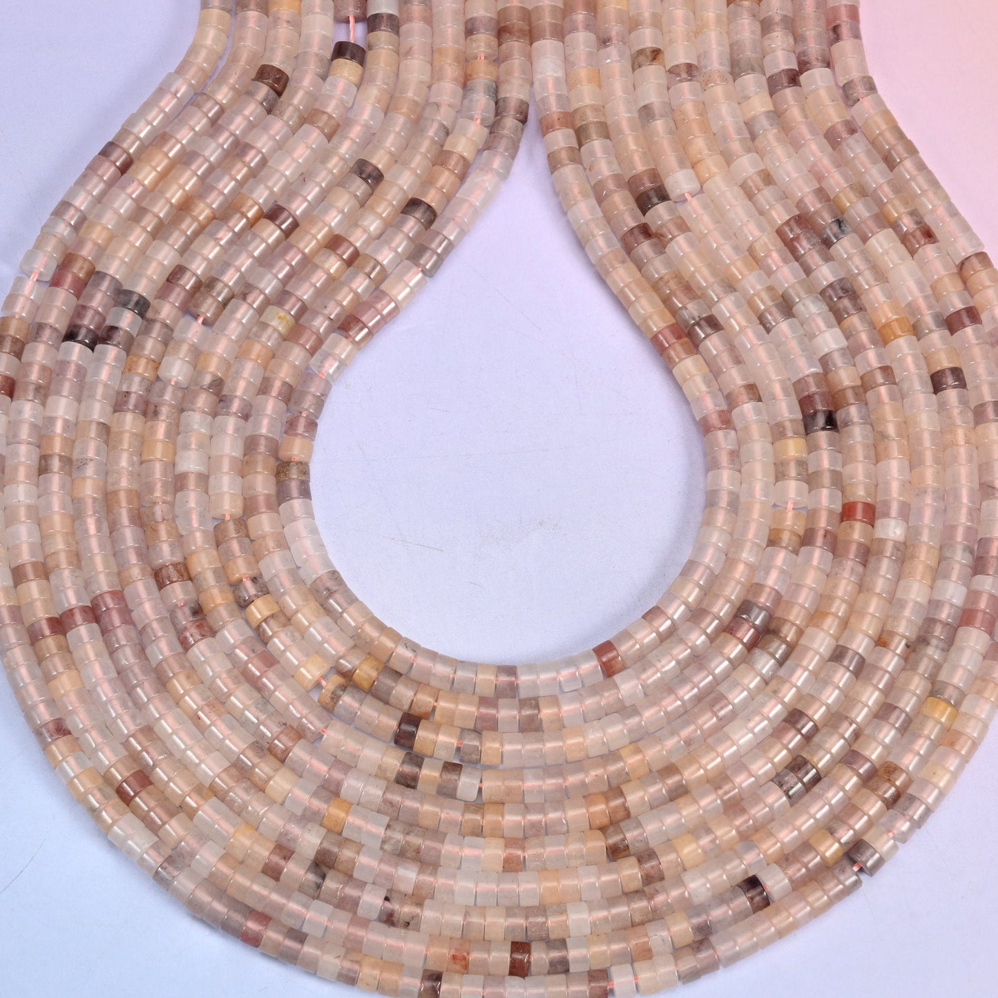 Lavender Quartz Smooth Heishi Disc Beads, hole approximately 1.0mm