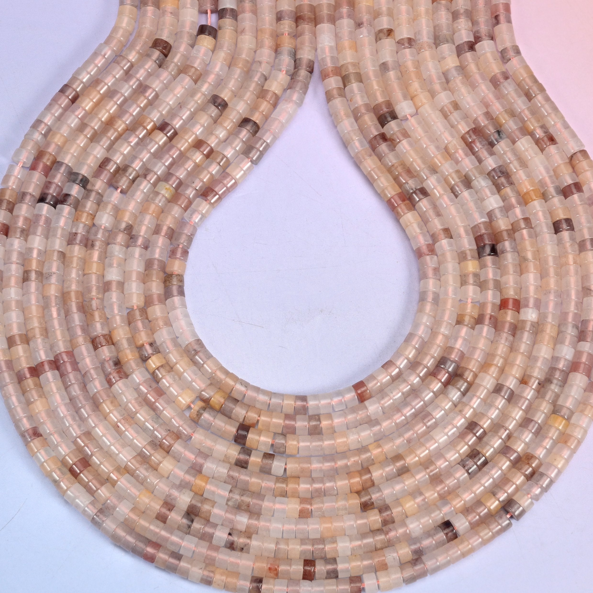 Lavender Quartz Smooth Heishi Disc Beads, hole approximately 1.0mm