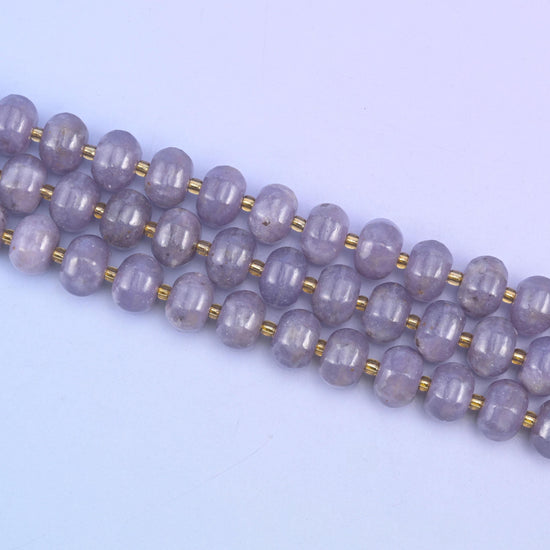 Lepidolite Pumpkin Rondelle Beads Jewelry Making Size 12x8mm 15" Strand
