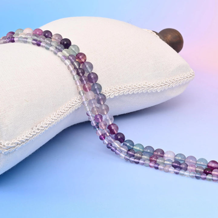 Multi Color Fluorite Smooth Round Beads
