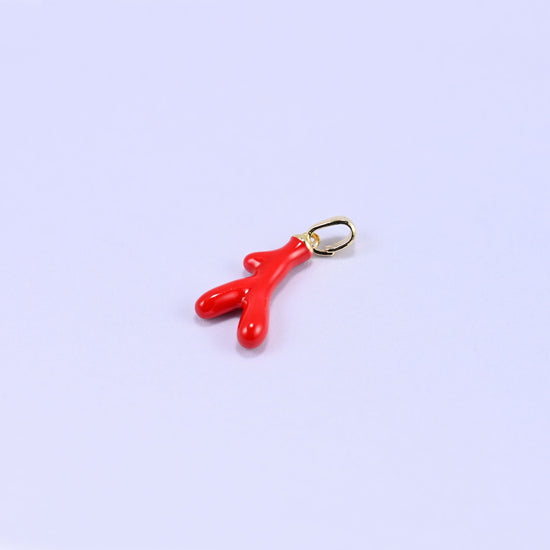 18K gold plated brass coral branch charm pendant, approx 20.01mm x 10.48mm