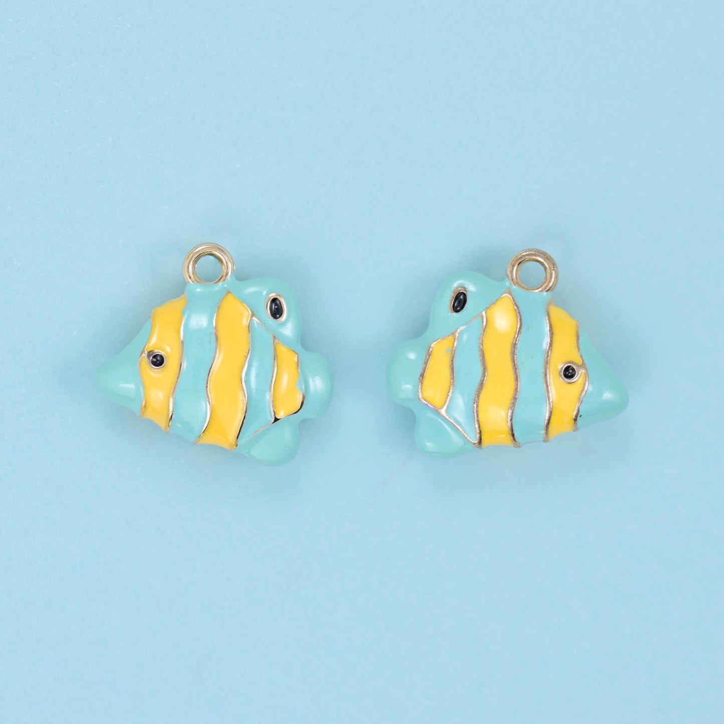 Enamel Tropical Fish Charms 18K Gold Filled Size 16x15mm Jewelry Making