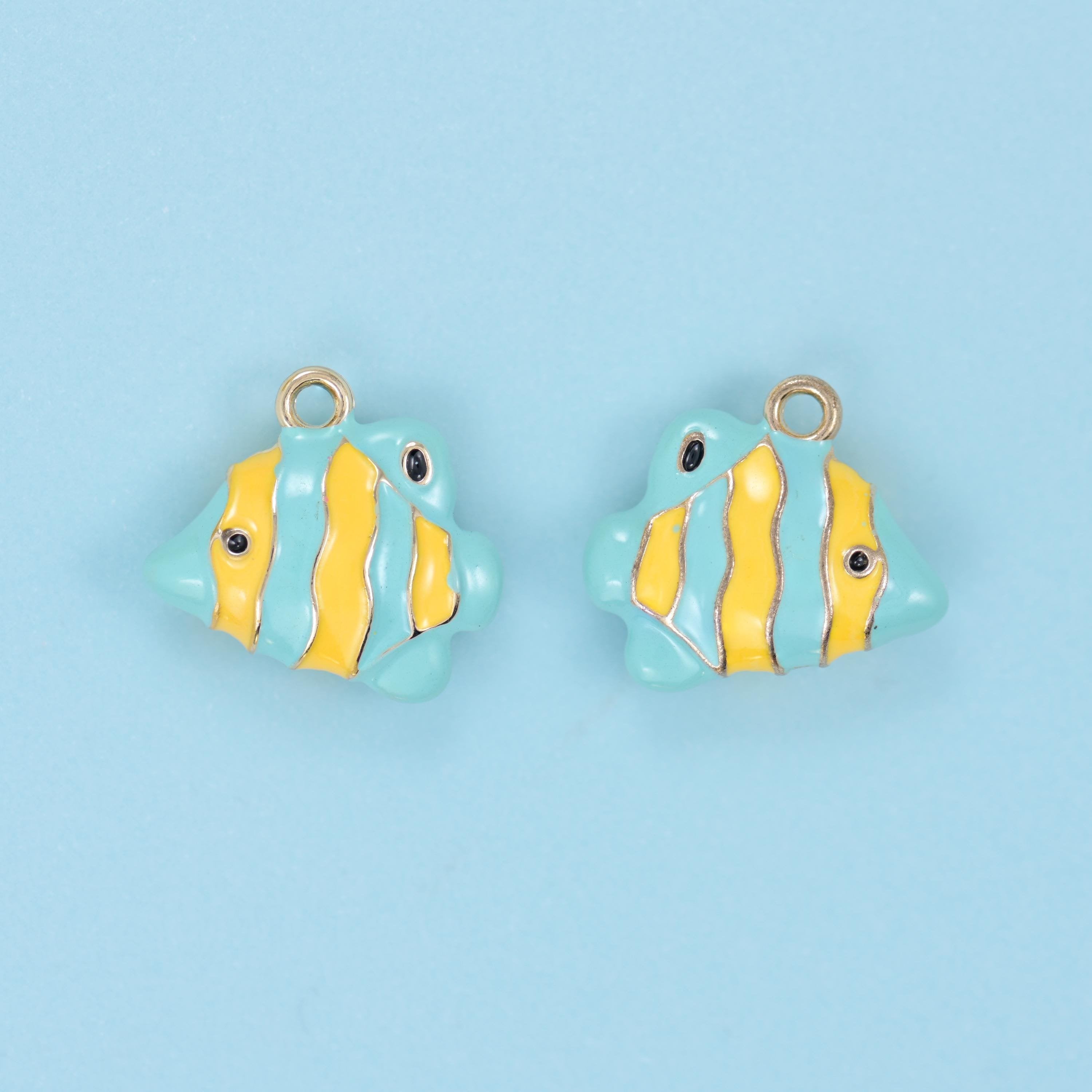 Enamel Tropical Fish Charms 18K Gold Filled Size 16x15mm Jewelry Making