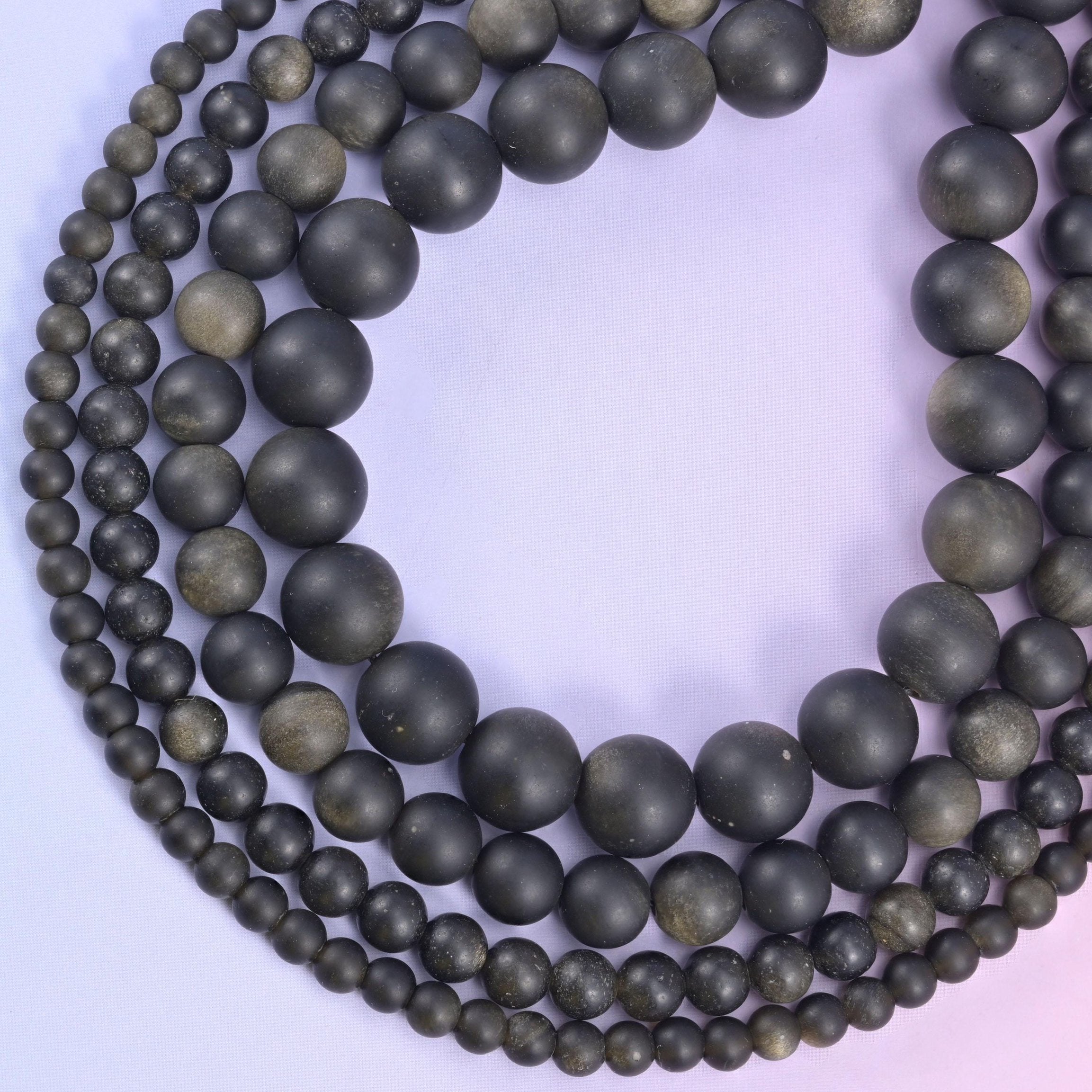 Gold Obsidian Matte Round Beads, 4mm approximately 88 beads, 6mm approximately 59 beads, 8mm approximately 46 beads, 10mm approximately 37 beads per strand