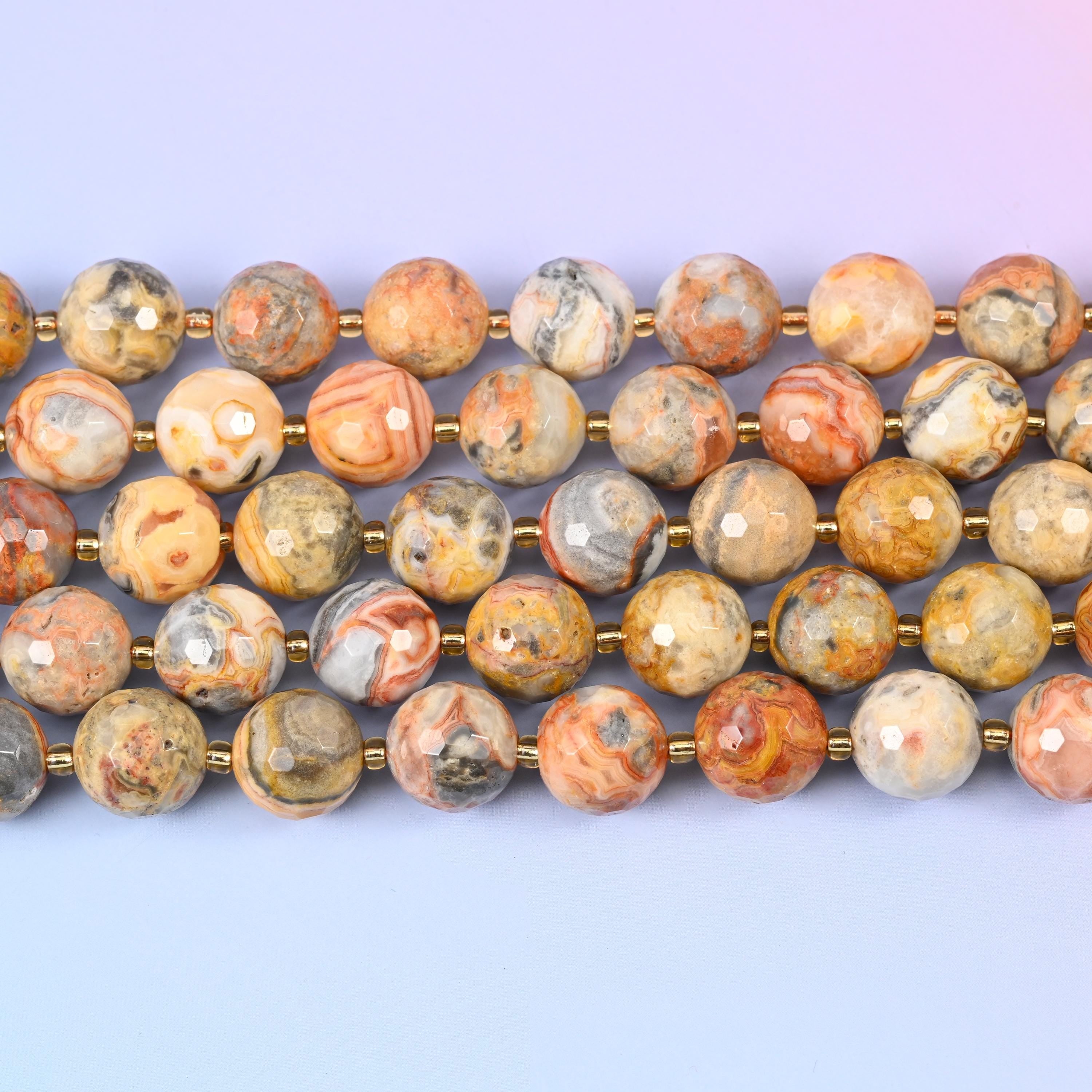 Crazy Agate in swirling grey and rust banding over pale cream