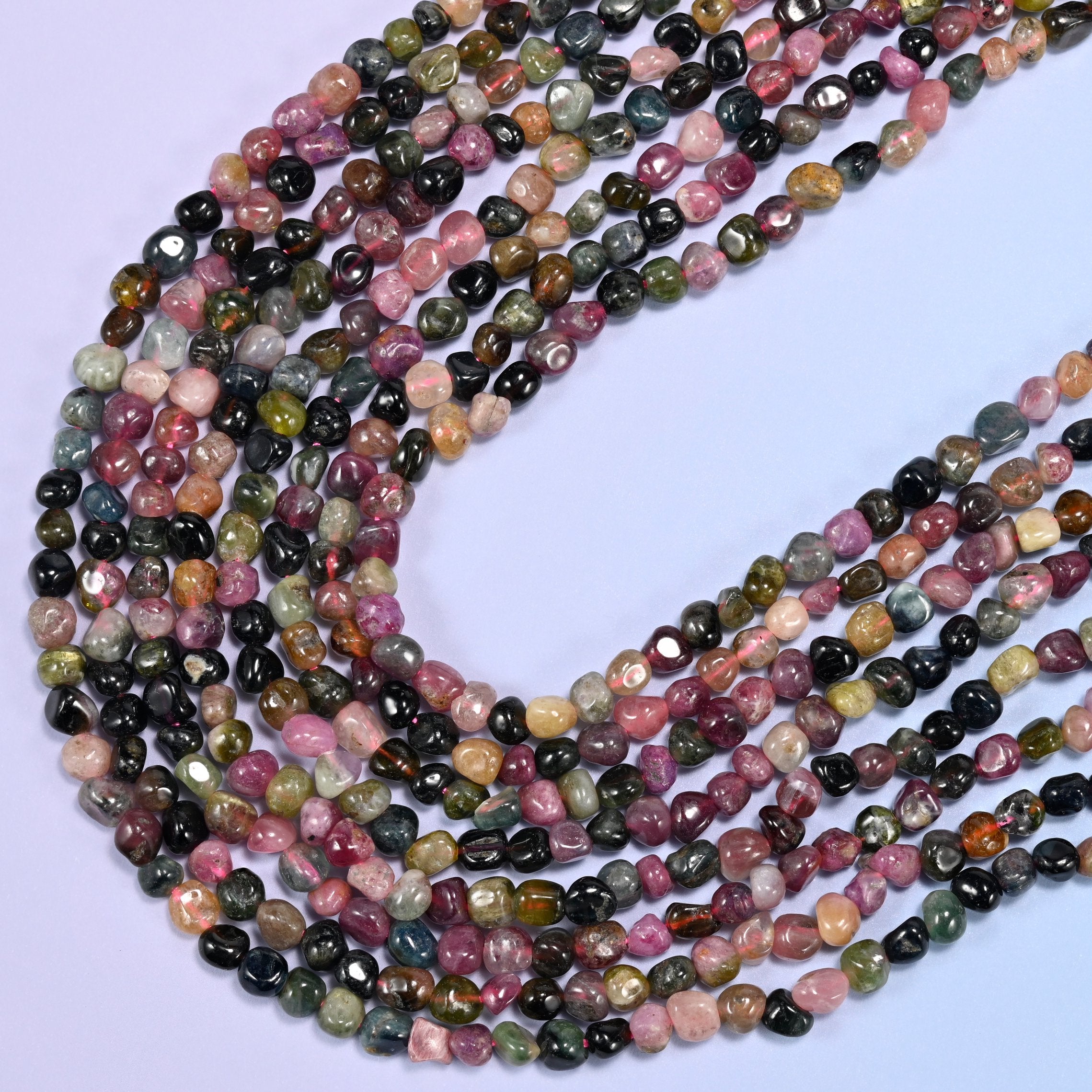 Colorful Tourmaline Tiny Nugget Beads: Jewelry Making 15.5" Strand