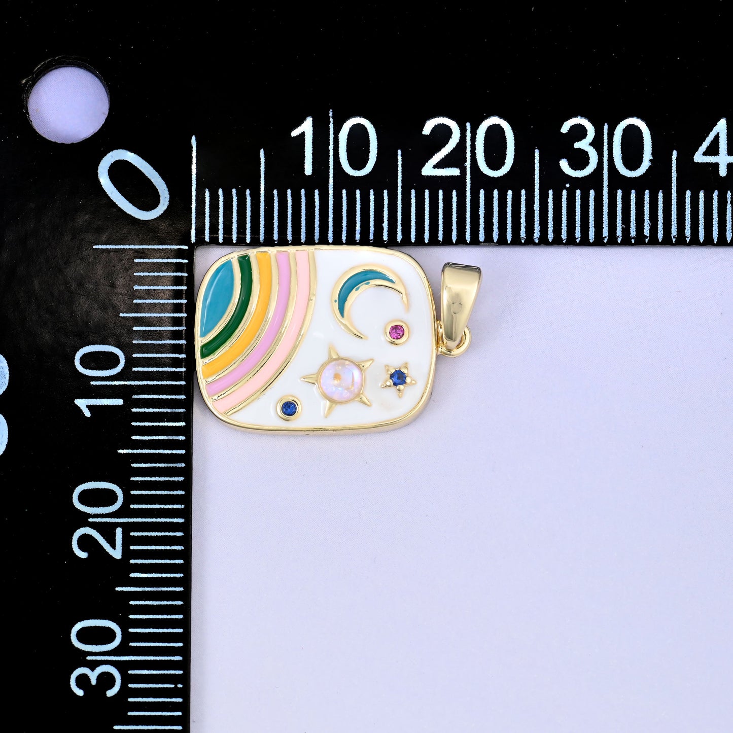 Enamel Rainbow Rectangle Pendants: 18K Gold Plated Charms, Jewelry Making Supply