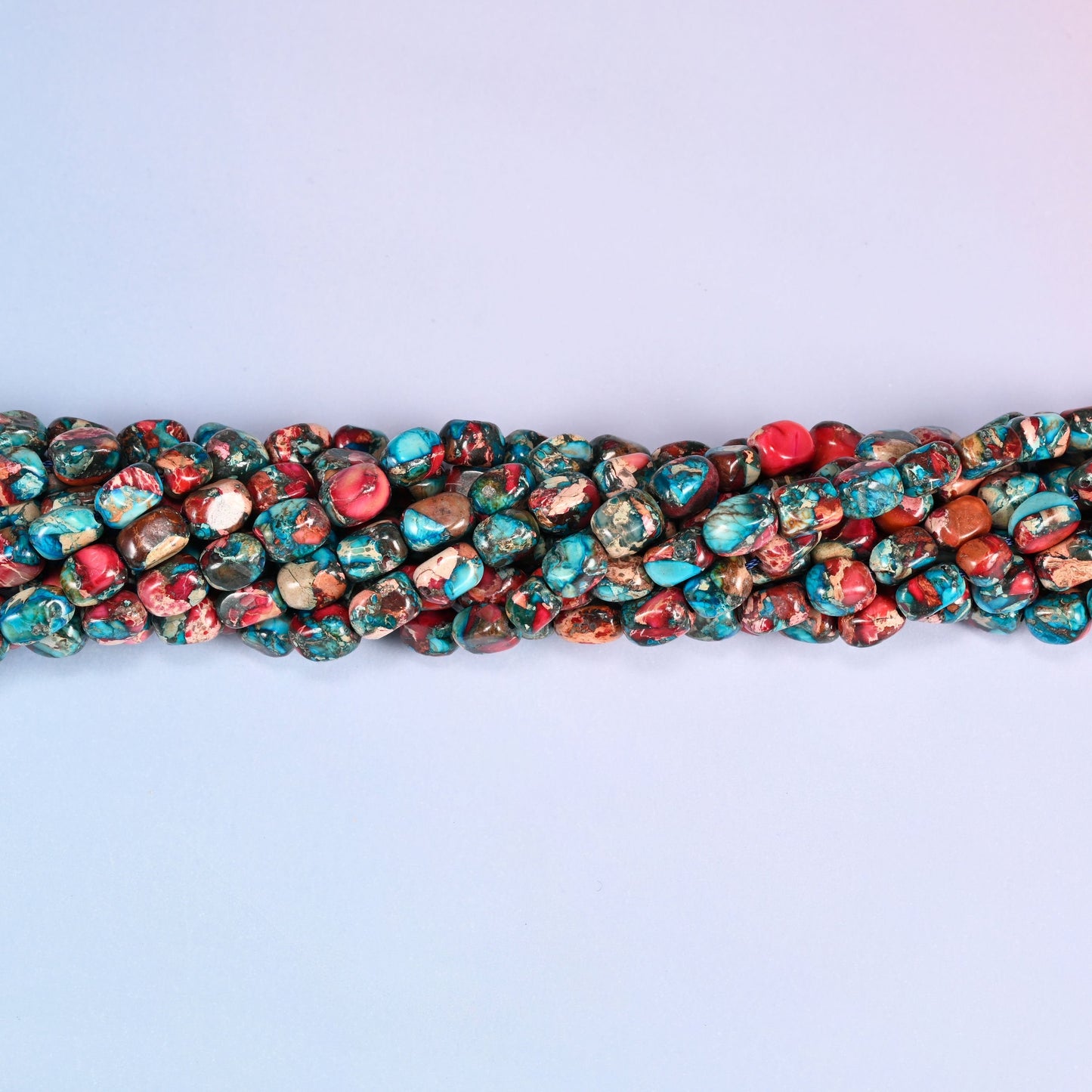 Red Dyed Sea Sediment Jasper Nugget Beads, smooth polished finish