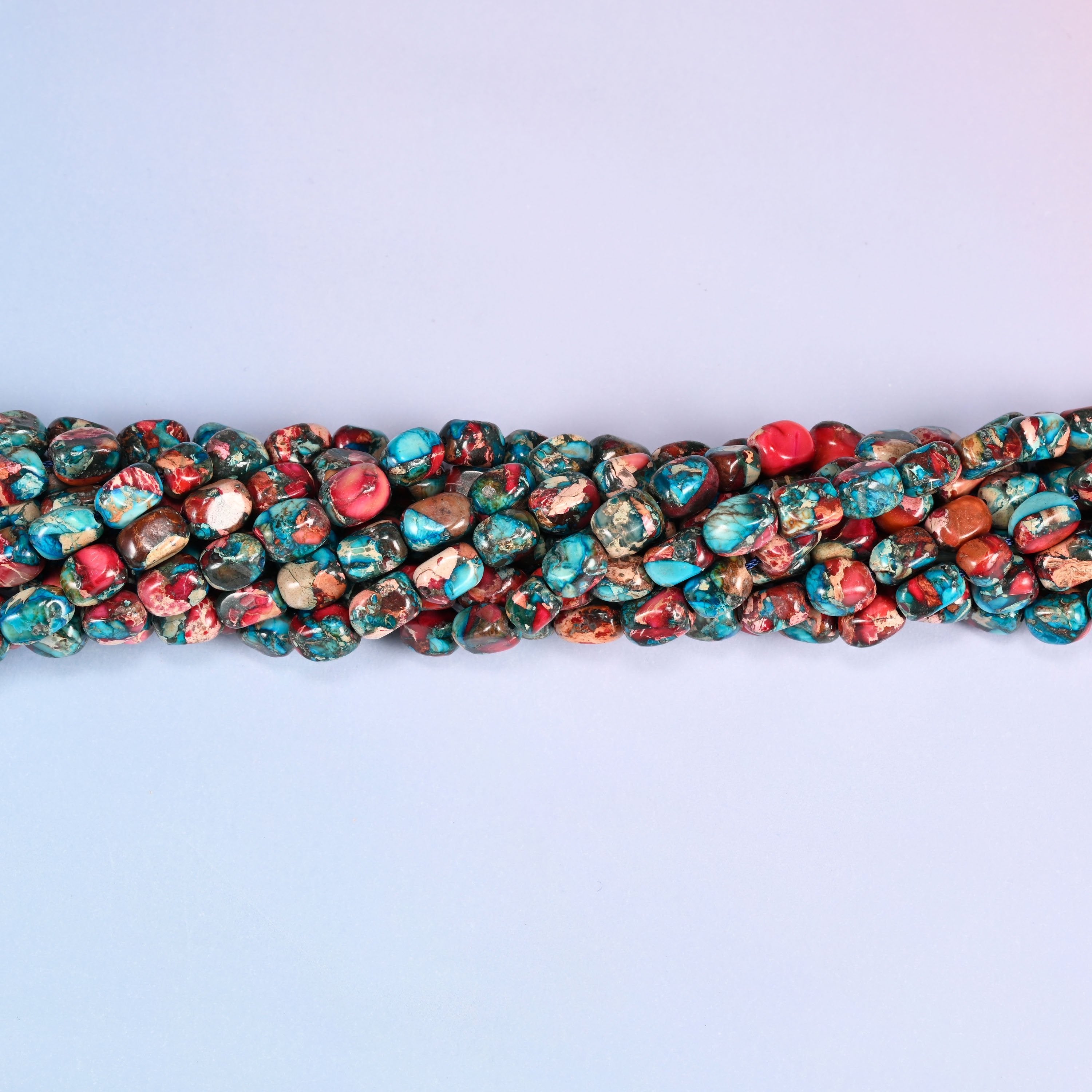 Red Dyed Sea Sediment Jasper Nugget Beads, smooth polished finish