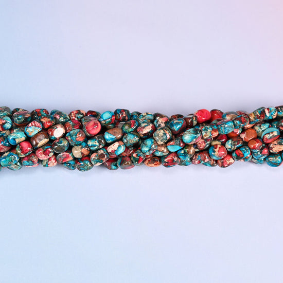 Red Dyed Sea Sediment Jasper Nugget Beads, smooth polished finish