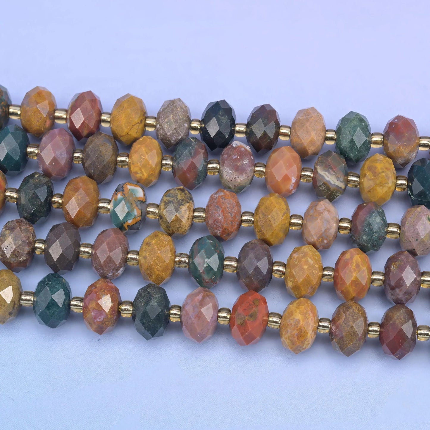 Ocean Agate Faceted Rondelle Beads, 15.5 inch strand
