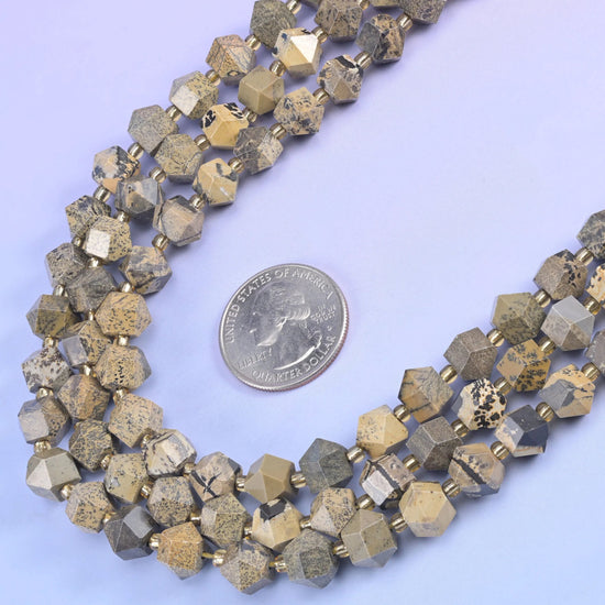 Faceted rhombus gemstone beads for chunky earrings.