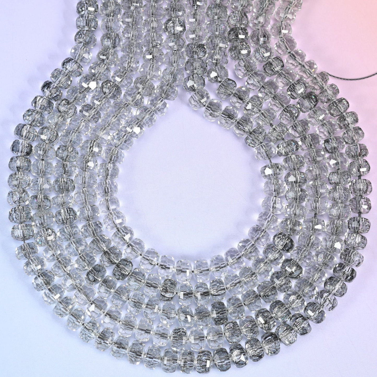 Transparent Black Faceted Rondelle Glass Beads, hole approximately 1.2mm