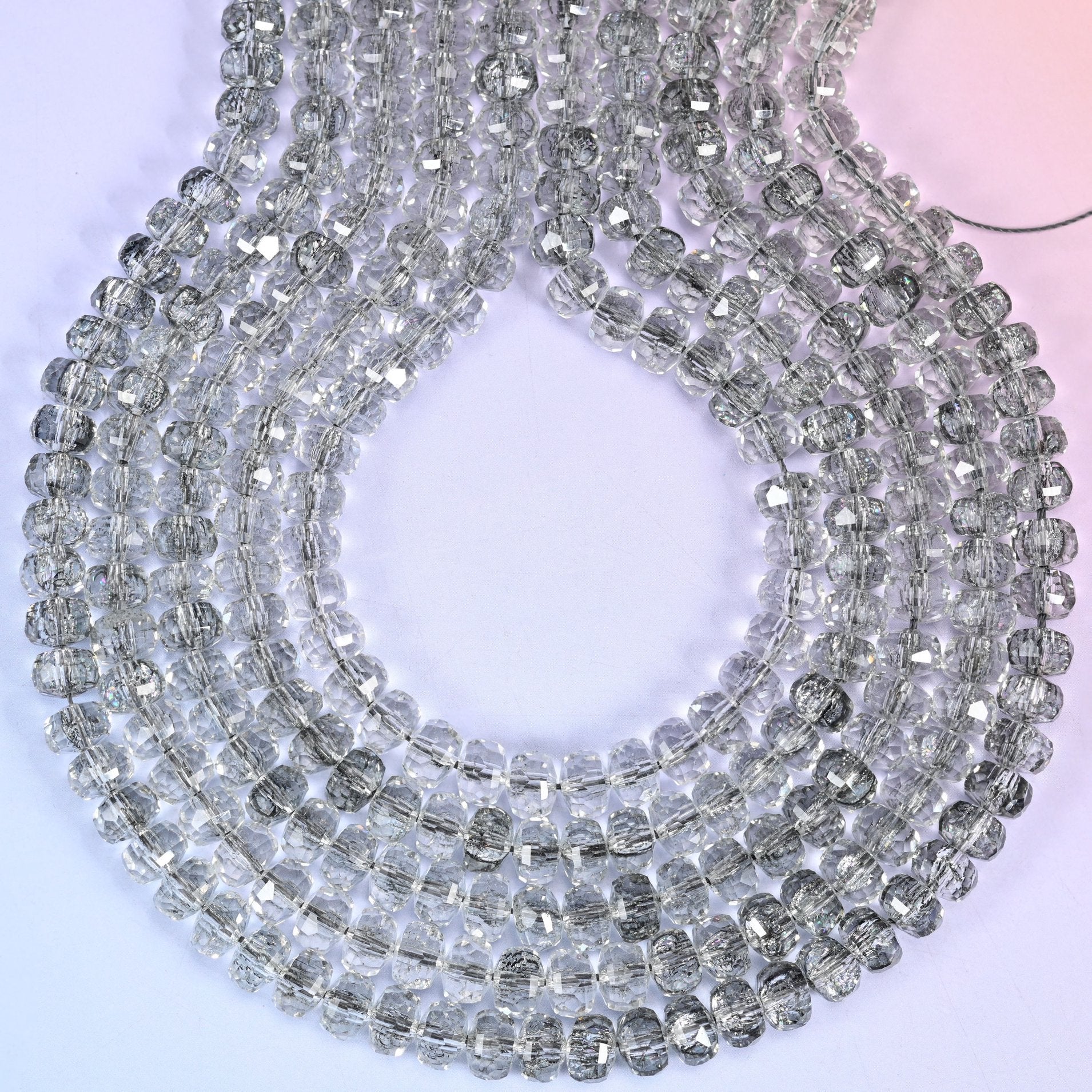 Transparent Black Faceted Rondelle Glass Beads, hole approximately 1.2mm