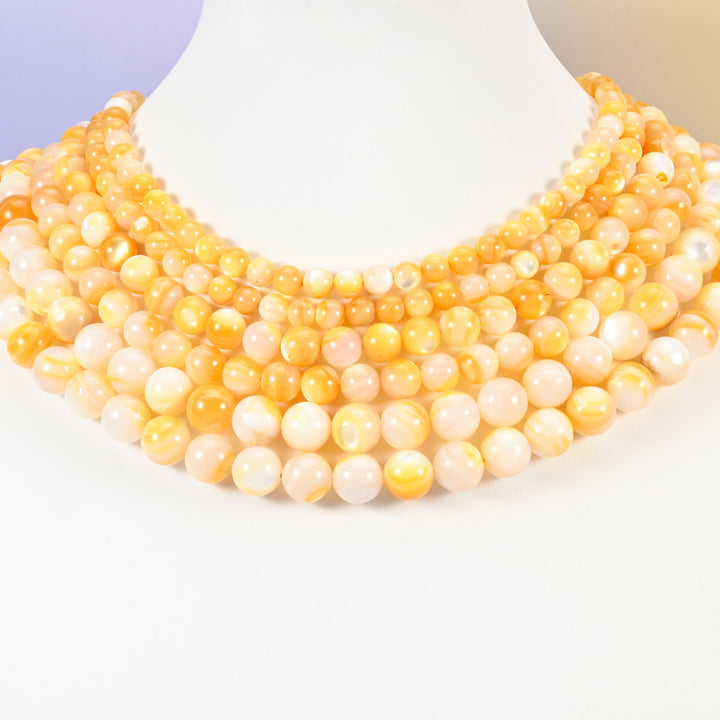 Yellow Pearl Shell beads, round, 6mm 8mm 9mm