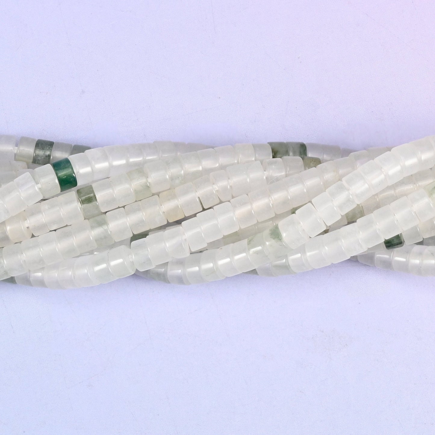 Tianshan Jade Smooth Heishi Disc Beads, sold per 15.5 inch strand
