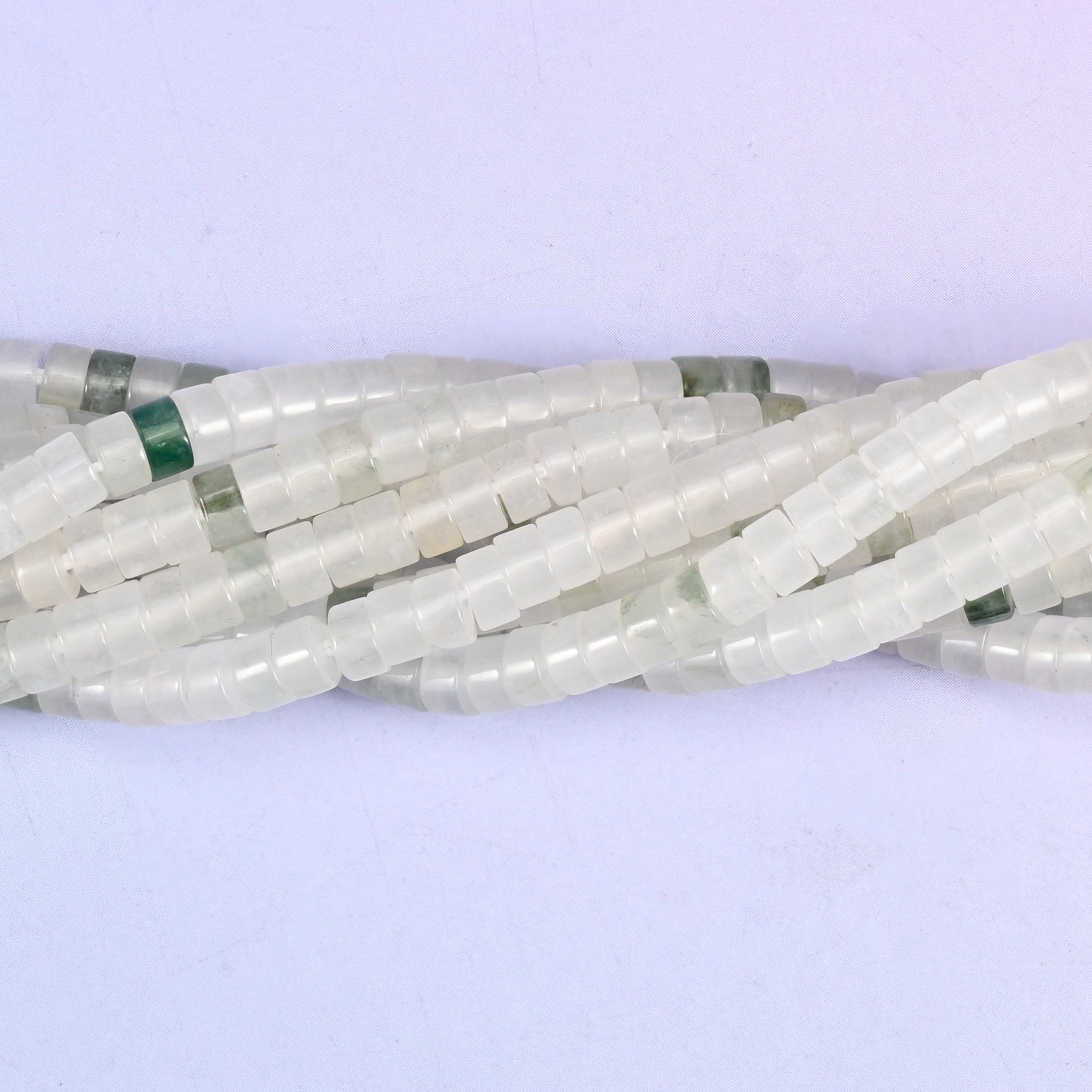Tianshan Jade Smooth Heishi Disc Beads, sold per 15.5 inch strand