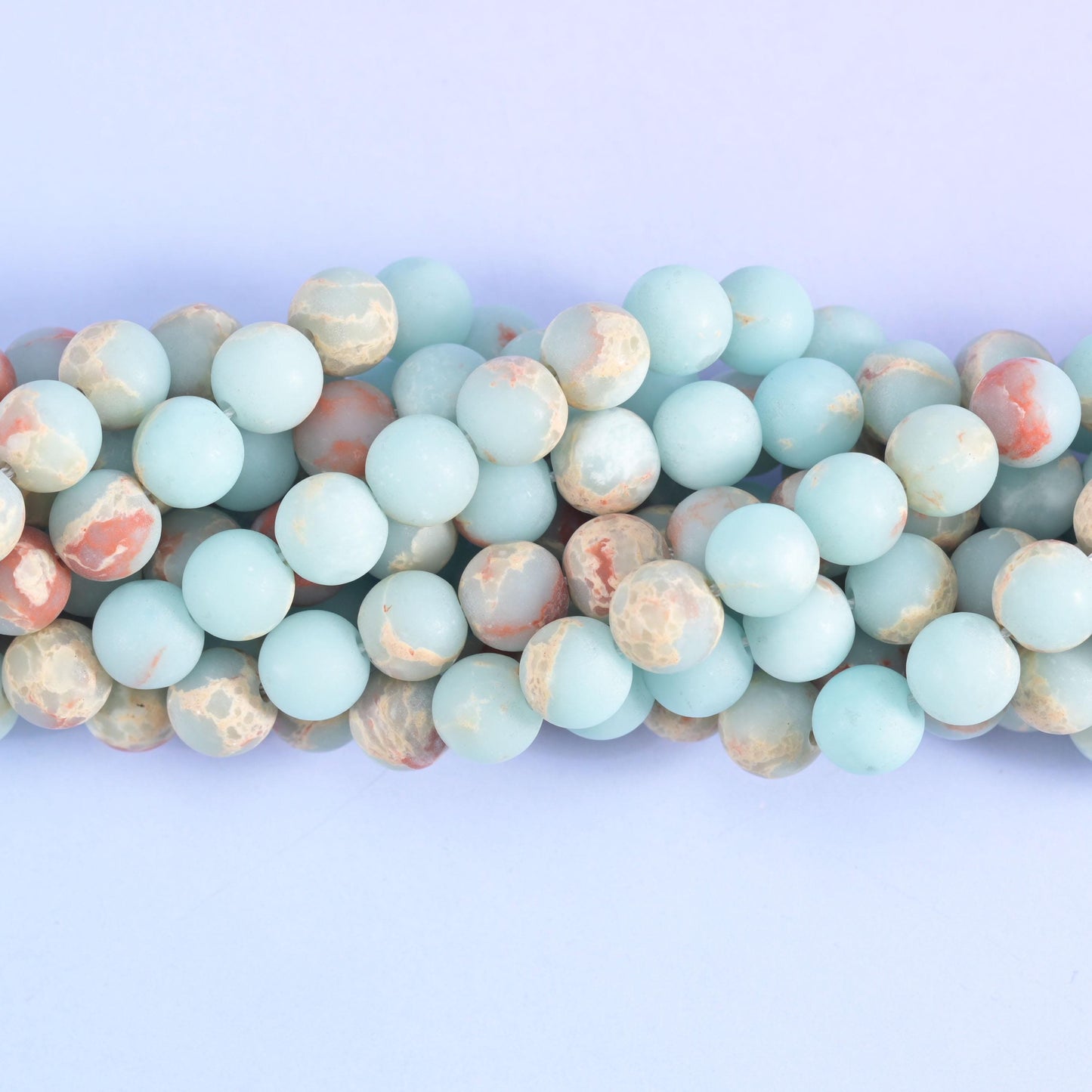 Matte round cut blue shoushan stone beads