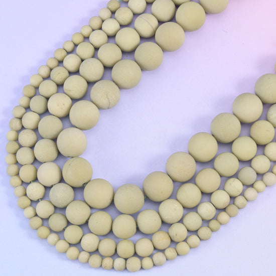 Green Alashan Agate Matte Round Beads, hole 0.5mm to 1.2mm depending on size