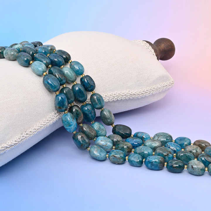 Blue Apatite Oval Nugget Beads 10-17mm