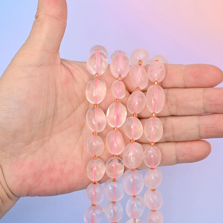 Rose Quartz oval nugget beads, 10-17mm, for handmade jewelry designs
