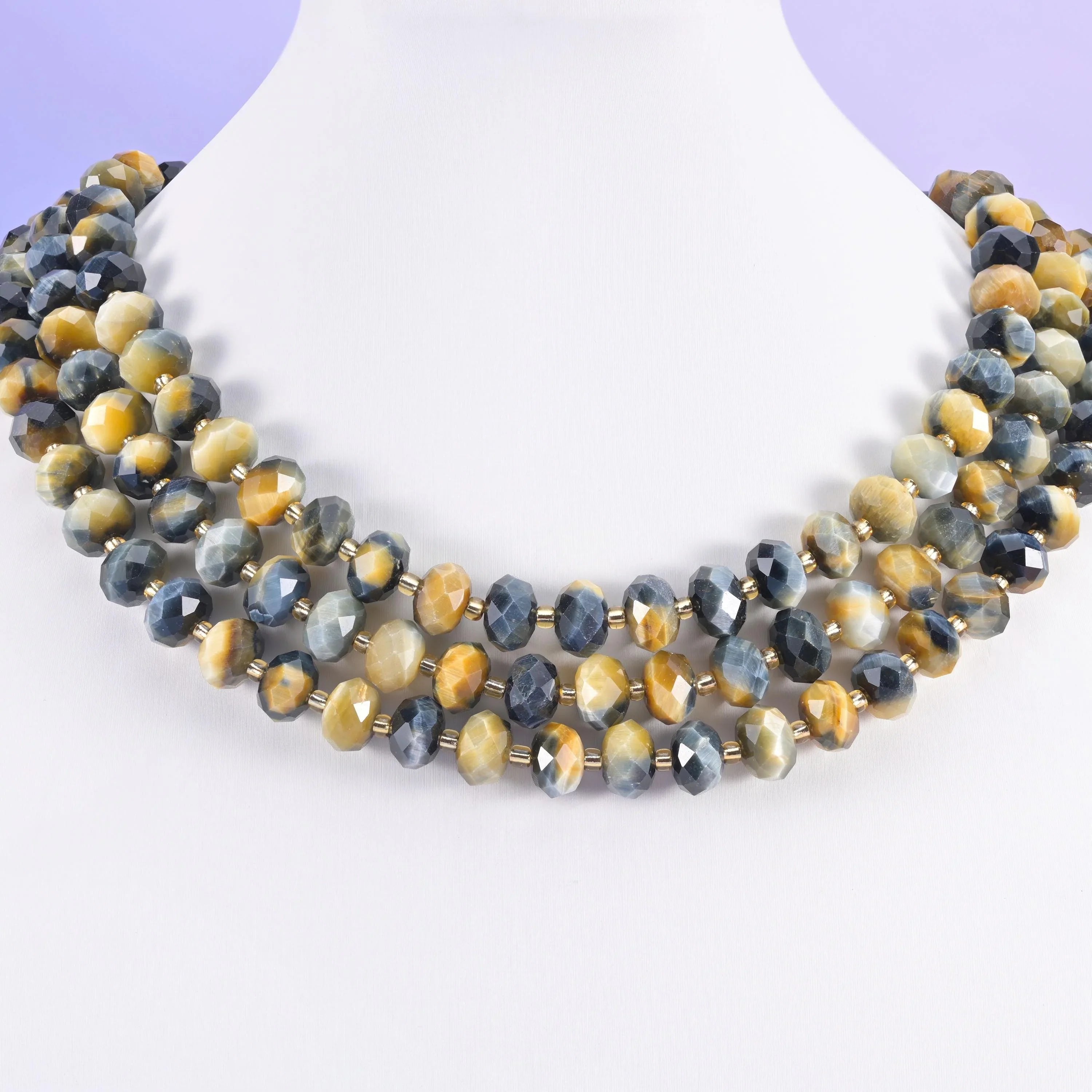 Dream Tiger Eye beads, faceted rondelle, 6x10mm