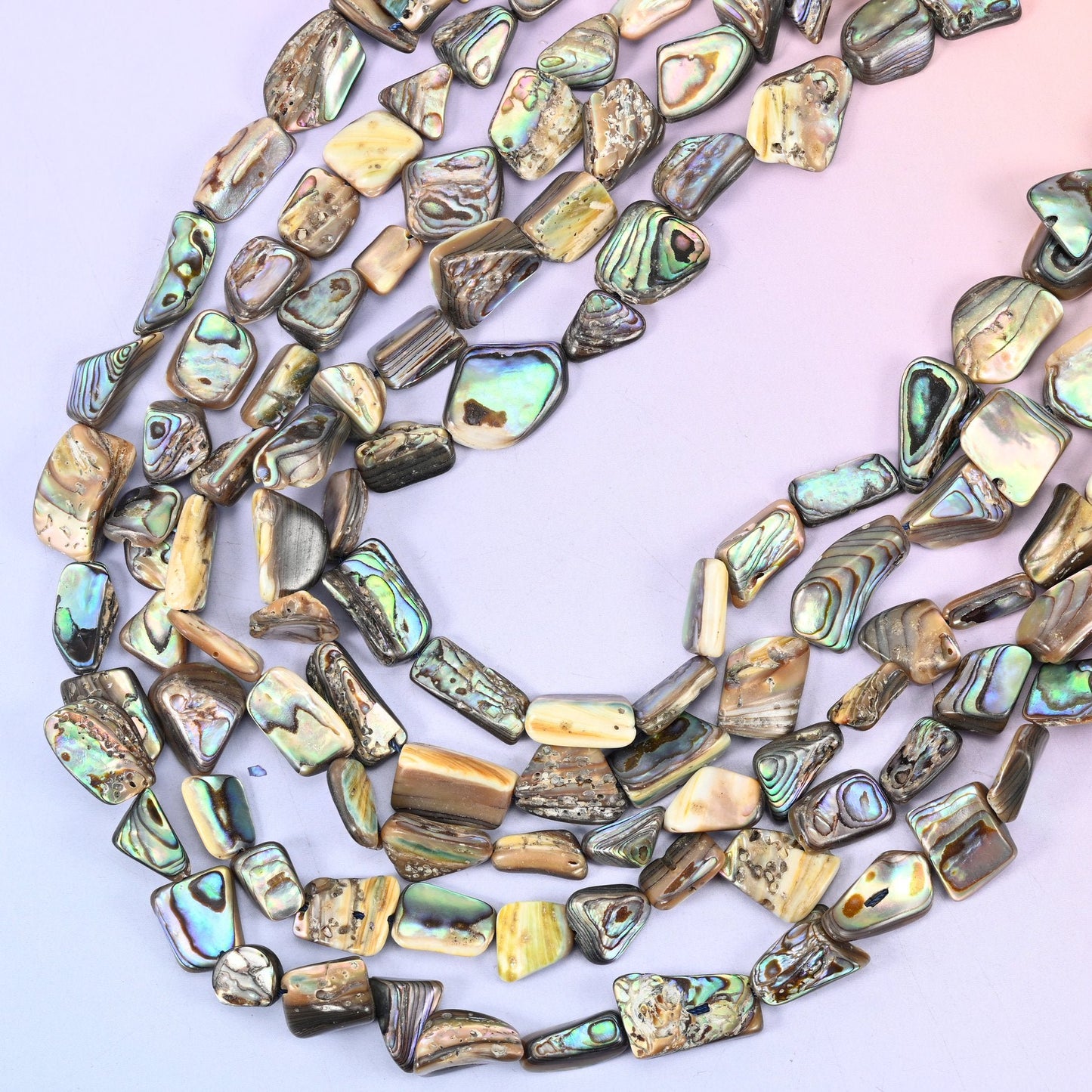 Abalone Shell Freeform Beads, 15 inch strand