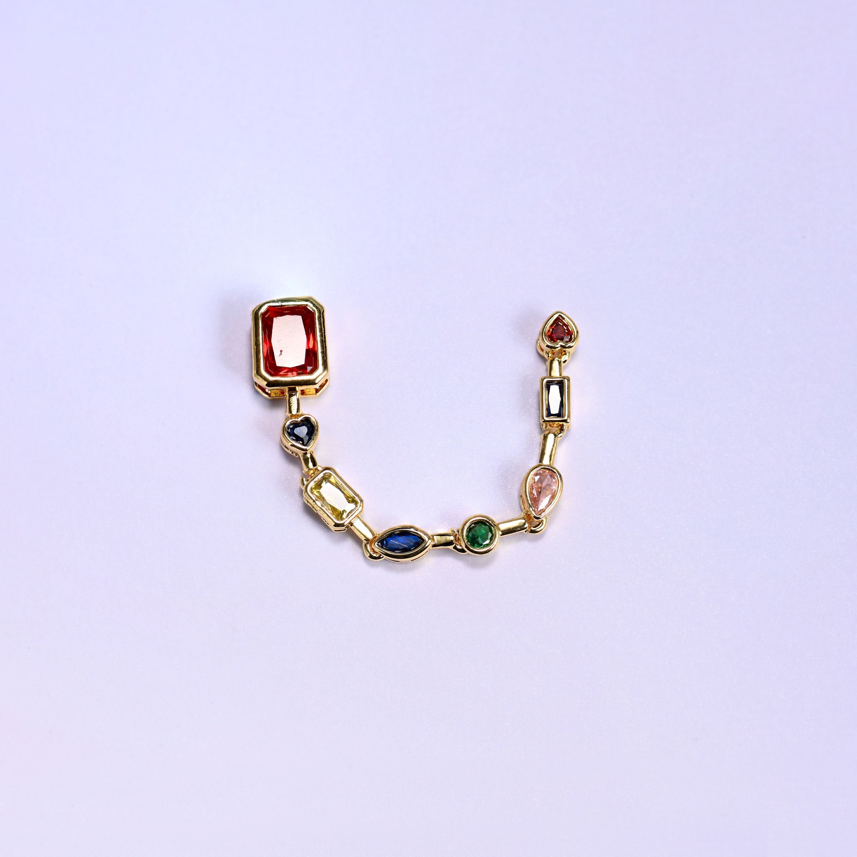 Red Rectangle Multicolor Zircon Pendants with rectangle, teardrop, oval, and heart-cut zircon stones