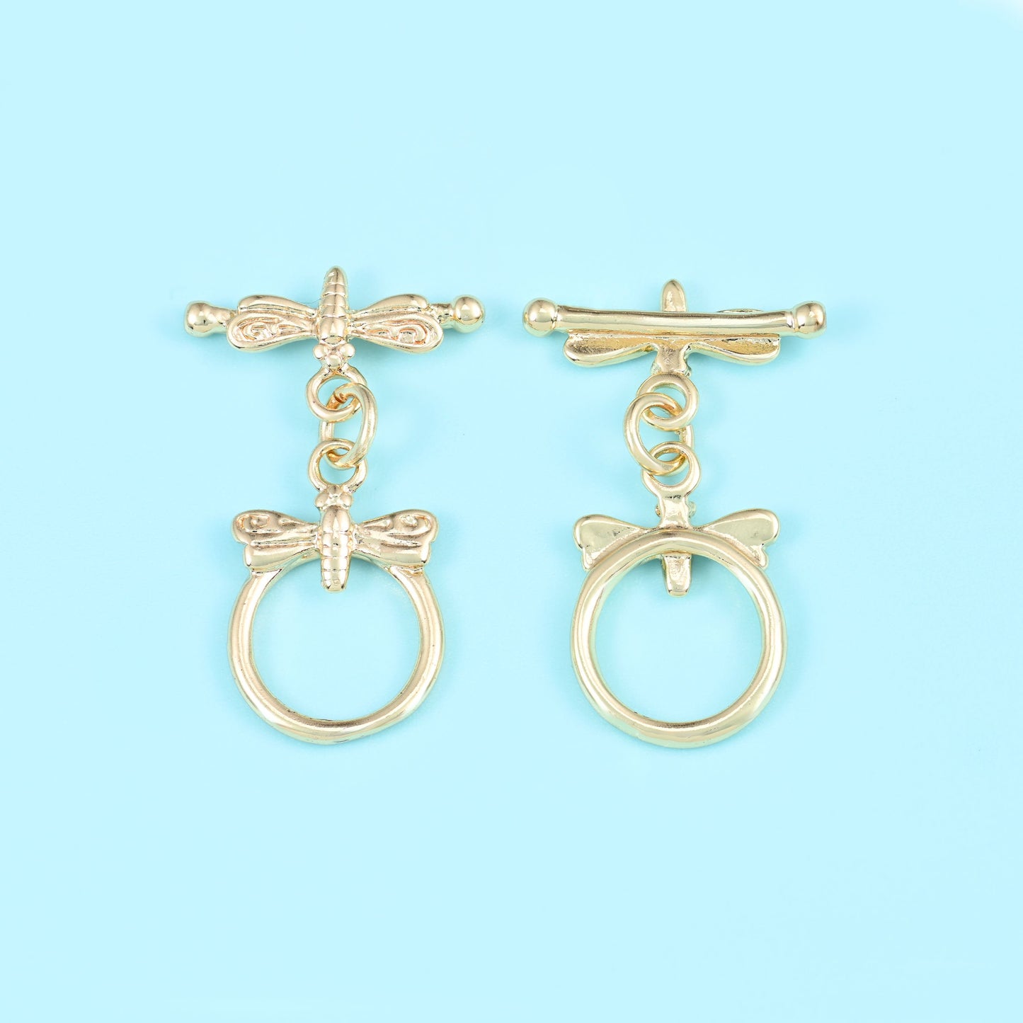 18K gold filled dragonfly toggle clasp, 12.24x14.34mm ring, 17.58x6.30mm bar