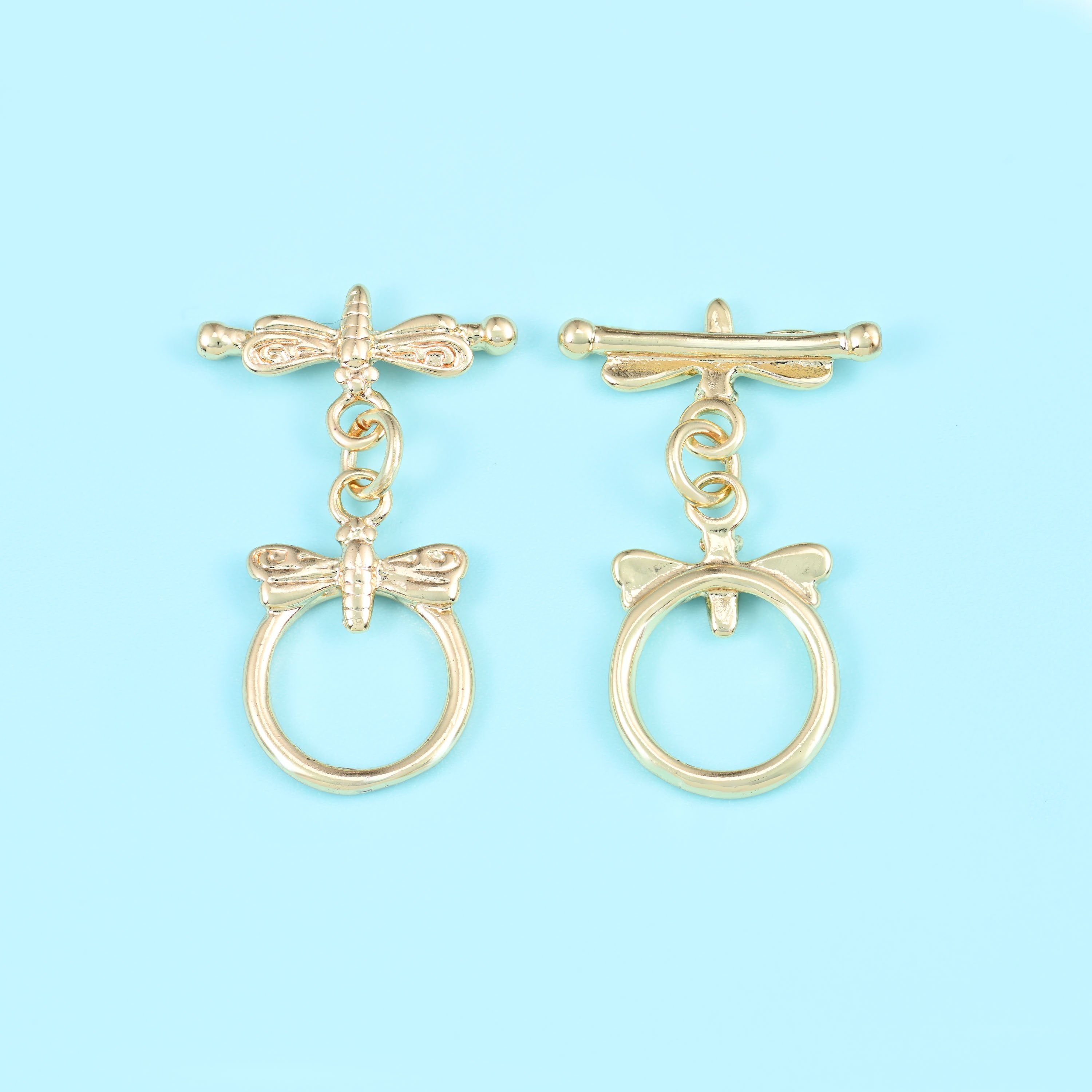 18K gold filled dragonfly toggle clasp, 12.24x14.34mm ring, 17.58x6.30mm bar