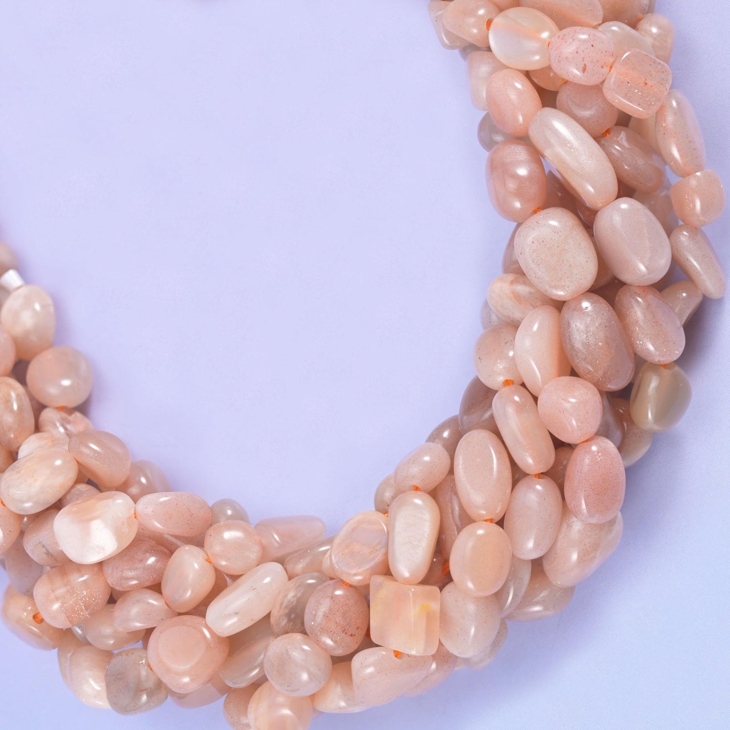 Peach moonstone pebble nugget beads, 1.0mm drill hole