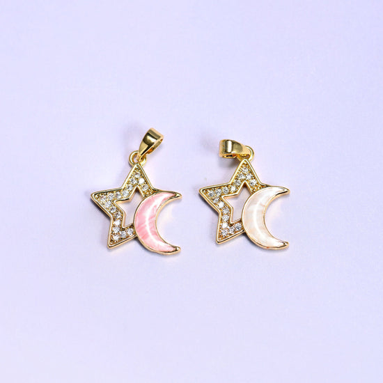Star Shell Moon Zircon Charms