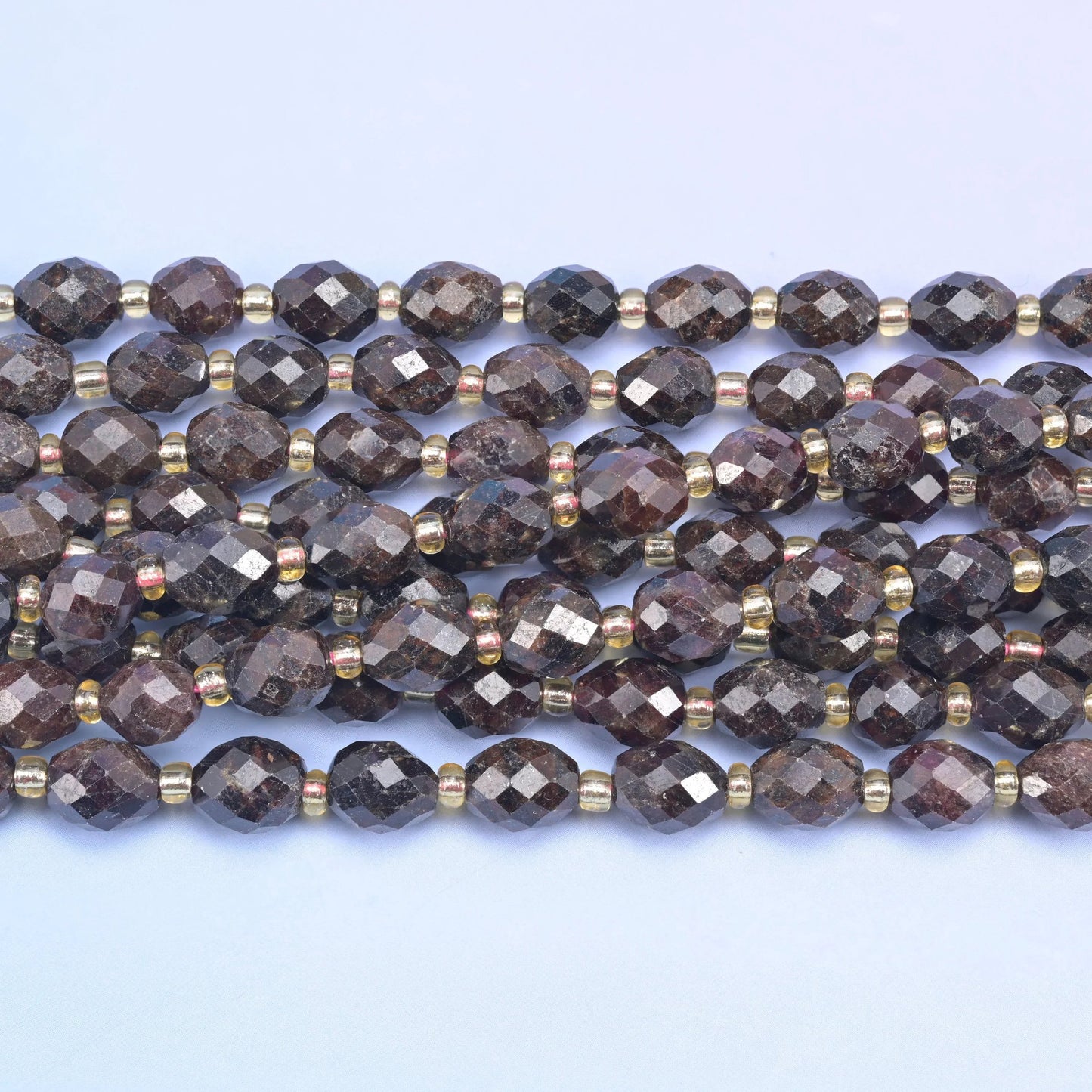 Rice barrel cut Red Garnet beads