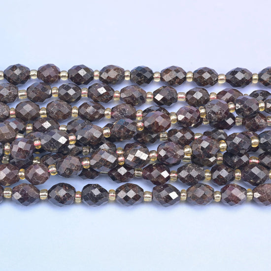 Rice barrel cut Red Garnet beads